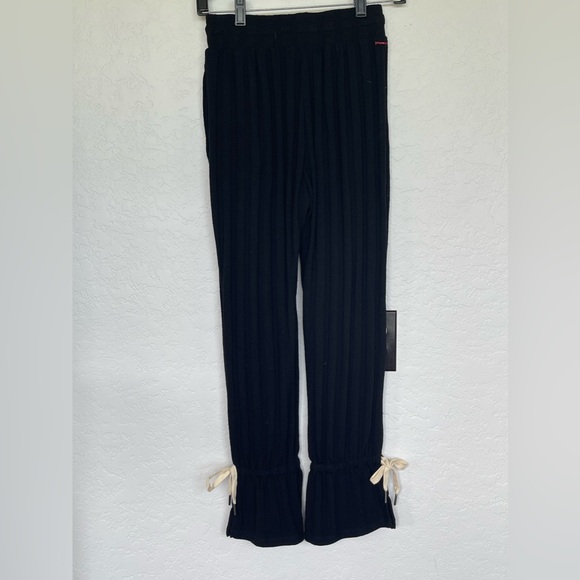 n:PHILANTHROPY black soft pleated drawstring pants with cream bows - Picture 6 of 8